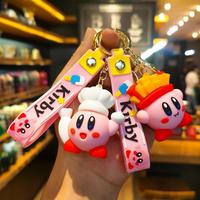 Porte-clés Anime Nouveau Design Créatif 3D Star Kirby Poupée de Dessin Animé en Gel de Silicone Non Toxique Style Mignon Pendentif de Sac
