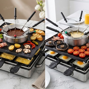 Grill électrique multifonction 3 en <span class=keywords><strong>1</strong></span> à double bouton pour 8 personnes avec ensemble de fondue au fromage et au chocolat - Product Image 5