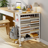Nouveau 2024, métal avec roulettes, rotation à 360°, blanc, canapé d'angle pour salon, étagère de rangement, bureau d'étude pour enfants, bibliothèque latérale