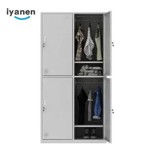 IYANEN KD structure customized grey 4 doors office metal document wardrobe steel almirah design