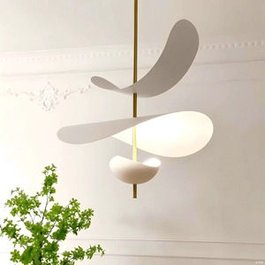 โคมไฟแขวนแบบมินิมอลรูปวงรีสีขาว LED E27 โคมไฟระย้าสำหรับห้องนั่งเล่นห้องนอนห้องอ่านหนังสือเคาน์เตอร์บาร์ไฟตกแต่ง - Product Image 4