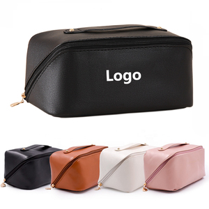 Custom Women Fashion PU Leather <b>Makeup</b> Cosmetic Bag Canvas Zipper Closure - Product Image 1