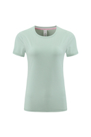 Kaos Yoga Wanita Lengan Pendek Cepat Kering Spandex/Katun/Poliester Elastis Bernapas untuk Olahraga Gym Fitness