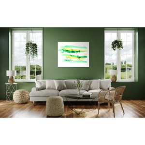 Tableau mural en toile durable avec impression abstraite verte pour décoration murale de grande envergure - Product Image 1