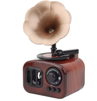 Caja de Música con Reloj, Estilo Fonógrafo Retro Creativo, Altavoz Inalámbrico Portátil, Regalo Navideño para Niños y Parejas