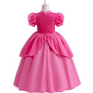 Robe de <span class=keywords><strong>princesse</strong></span> rose pour filles, costume de Peach des Super <span class=keywords><strong>Mario</strong></span> pour enfants, tenue de cosplay pour tout-petits, fête d'Halloween, fête d'anniversaire - Product Image 4