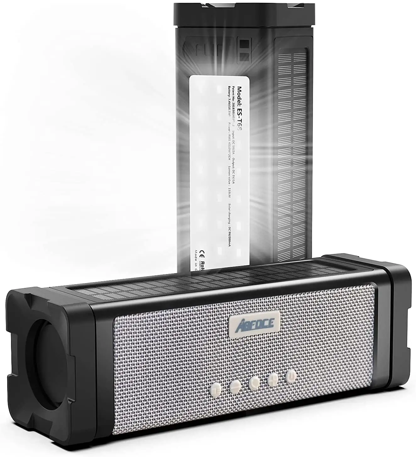 ES-T68 Muziek Lautsprecher 27 Leds Lichten Tws Draadloze Bluetooh Speaker Power Bank Solar Opladen Zaklamp Bluetooh Speaker