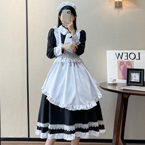 Zixiao British Style Maid Dress Long Sleeve Black Polyester Women Adult Cosplay Costume Anime Lolita Uniform - Product Image 1