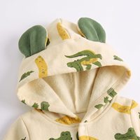 Combinaison à manches longues pour bébé garçon, doublée de polaire chaude, imprimé crocodile, tenue d'automne et d'hiver