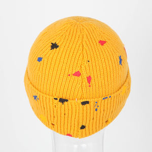 ユーズド加工効果ペイントスプラッシュプリントロゴウィンタービーニーハットウーブンラベルパッチをカスタマイズ - Product Image 6