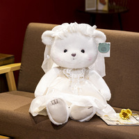 Robe de mariée en peluche brodée mignonne poupée ours cadeau de poupée de lancer de mariage festif pour les filles