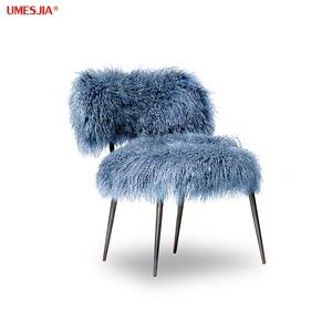 Fauteuil de salon moderne de conception italienne NEPAL, en <span class=keywords><strong>acier</strong></span> inoxydable, avec pieds en métal, fauteuil de <span class=keywords><strong>d</strong></span>étente avec fourrure de <span class=keywords><strong>laine</strong></span> de plage - Product Image 1