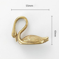 Poignée de meuble en laiton massif en forme de petit cygne, décoration pour tiroir et armoire, poignée de tirage à trou unique en forme de silhouette de cygne, ensemble de boutons de tirage