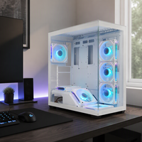 Boîtier d'ordinateur de jeu ATX Mid Tower blanc, en verre trempé, compatible avec les ventilateurs RGB, châssis pour PC
