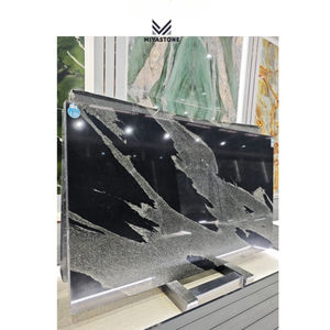 Carreau de marbre naturel noir blanc sophistiqué personnalisé encre polie nuage de pluie comptoirs modernes murs sols inspirés chinois - Product Image 2