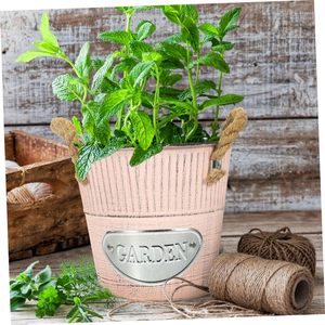 Seau en métal jardinière décor à la maison métal cour Art jardinage acier pot de fleurs extérieur plantation coffre-fort fleurs seau - Product Image 4