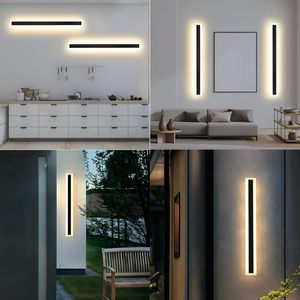 Lámpara de Pared Moderna para Exteriores de Hierro y Acrílico, 110V 220V IP65, 3000 4000 6000K, Aplique de Jardín, Lámpara LED Larga - Product Image 3