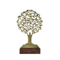 Plaques acryliques de forme personnalisée Trophées de Noël Music Shop Awards Base en bois Sculpture en métal imprimé UV Broche en laiton étain Logo croisé