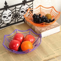 Bols à nourriture en toile d'araignée pour Halloween, panier à bonbons et à fruits en plastique avec un design en toile d'araignée pour les fêtes de bonbons ou de farces des enfants