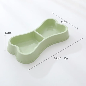 Gamelle double en forme d'os pour chien, écologique, rose, en plastique, pour chiot, gamelles pour chat, couleur aléatoire, fournitures pour animaux de compagnie - Product Image 4