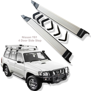 Marchepied latéral argenté à installation facile pour Nissan Y61 4 portes avec cadre de support pour accessoires de voiture - Product Image 1