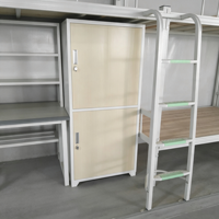 Lit superposé double moderne en métal avec bureau d'étude, armoire de rangement, étagère et échelle pour dortoir, chambre d'étudiant ou de personnel