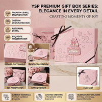 Boîte cadeau de luxe rose personnalisée pour gâteau d'anniversaire, boîte d'emballage rigide en papier vide avec sac en ruban de dentelle pour les cadeaux des filles