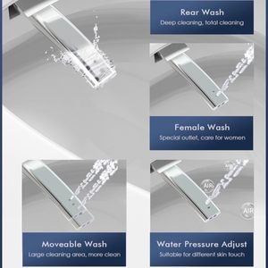 Bidet électrique intelligent avec commande vocale, couvercle et siège à ouverture/fermeture automatiques, capteur radar au pied, <span class=keywords><strong>chasse</strong></span> <span class=keywords><strong>d</strong></span>'<span class=keywords><strong>eau</strong></span> automatique, 6 modes, lavage à l'<span class=keywords><strong>eau</strong></span> chaude et séchage - Product Image 4