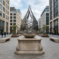 Sculpture Goutte d'Eau Feng Shui en Acier Inoxydable, Statue Moderne Polie en Forme de Larme pour Décoration Extérieure de Jardin, Parc, Place, Hôtel, Centre Commercial