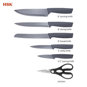 طقم سكاكين مطبخ ستانلس ستيل جديد ورائج لعام <span class=keywords><strong>2026</strong></span>، مكون من ست قطع مع حامل، مصنوع من حجر المايفان - Product Image 4