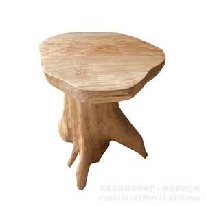 Handmade Log Root Carving <b>Stool</b> Tree Stump Coffee <b>Table</b> Tea <b>Table</b> <b>With</b> <b>Stool</b> Natural Wood Color Irregular Body Structure Home - Product Image 5