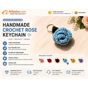 Handmade Crochet Rose Keychain Cotton Woven Flower <b>Key</b> <b>Ring</b> Pendant for Bag Car Gift Handmade High Quality Crochet Rose Keychain - Product Image 5