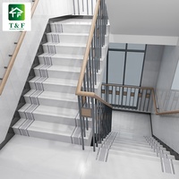 Carreaux de marches d'escalier en marbre antidérapants au design moderne 300*1200, un ensemble de carreaux pleine masse en porcelaine pour escaliers