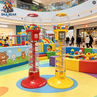 Distributeur de bonbons sur pied géant de 130 cm avec piste spirale pour balles rebondissantes et capsules de jouets