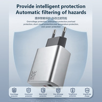 Chargeur mural USB PD 3.0 QC3.0 double port 30W GaN, prise EU, protection OTP, charge super rapide pour ordinateur portable, téléphone portable, tablettes