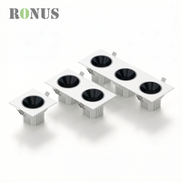Spot encastré anti-éblouissement pour salle d'exposition, 35 W, grille encastrée, lumière COB carrée, downlight LED