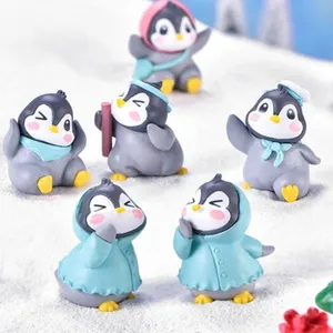 Фигурки пингвинов из ПВХ, Рождественские Зимние миниатюрные садовые украшения