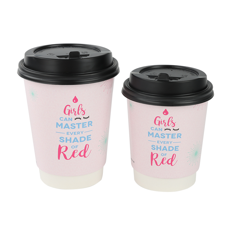 Custom Printing Pink Hot Double Wall Biodegradable Coffee Disposable Paper Cups Wholesale