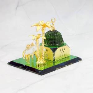 Modèle architectural de mosquée en verre optique transparent avec sculptures de chameaux et de palmiers, souvenir durable pour une utilisation en intérieur - Product Image 1