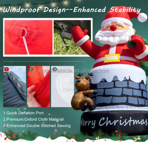 Гигантские надувные рождественские украшения Санта-Клауса на открытом воздухе взорвать большой дымоход Санта - Product Image 6