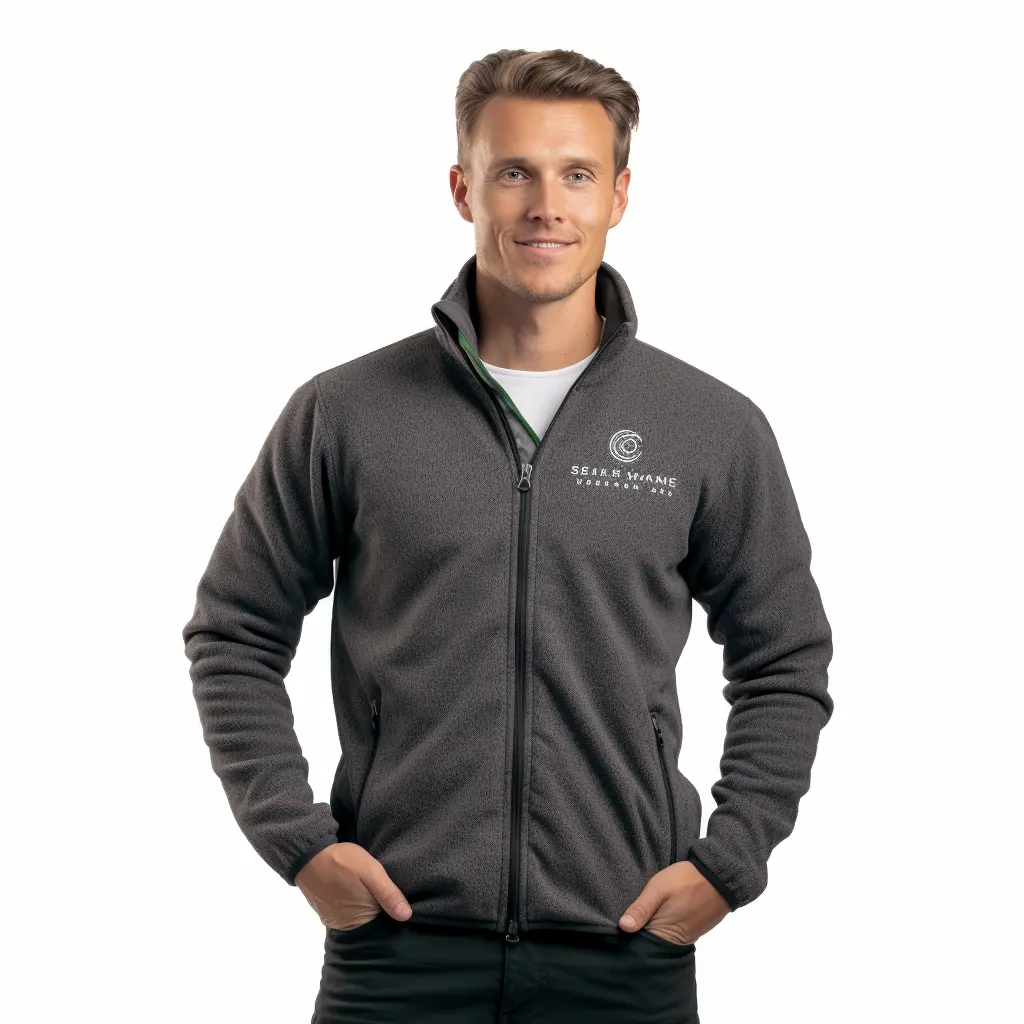 OEM Custom embroidered logo cotton polyester blend fleece unisex zip up jacket