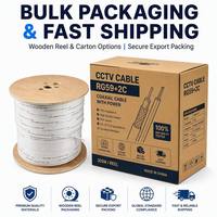 Cable de Alimentación RG59 + 2C con CCS del 21% de Alta Calidad, 96*0.12 CCA, Coaxial Blindado para Sistema de Seguridad con Cámara CCTV para Hogar y Oficina