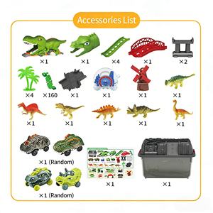 مسار سباق الديناصورات الكهربائي EPT 186 قطعة |   لعبة مسار مرن قابلة للتجميع مع سيارات LED ونماذج ديناصورات للأطفال - Product Image 2