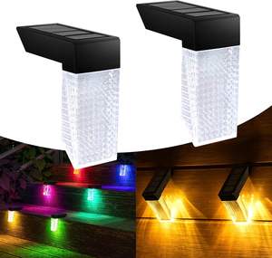 Наружный RGB светодиодный забор теплый белый Солнечный настенный светильник IP65 водонепроницаемый прочный шаг лампы для дома садовые колонны декоративная батарея - Product Image 2