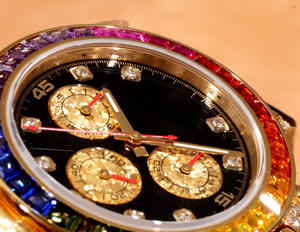 Montre mécanique multifonctionnelle de luxe haut de gamme avec cadre arc-en-ciel en or - Product Image 4