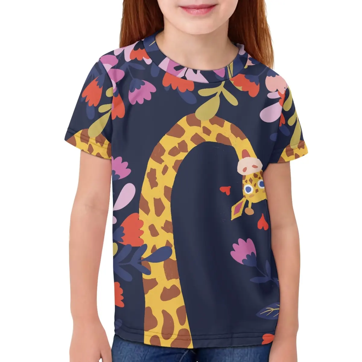 Fabricant professionnel enfant t-shirt Animal girafe pétale concepteur garçons filles extensible haut décontracté pratique Offre Spéciale enfant t-shirt