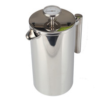 Cafetière à presse française en acier inoxydable 34oz (1 litre) avec thermomètre