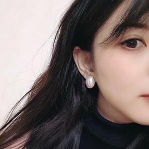 Pendientes de perlas ovaladas de gran marca, marco dorado, tamaño grande, joyería elegante de estilo francés para mujer - Product Image 2