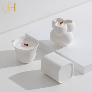 C & H Vente en gros Logo personnalisé Original Mat Vaisseaux de bougie en ciment vide Pot à bougie en béton <span class=keywords><strong>gris</strong></span> avec couvercle - Product Image 6