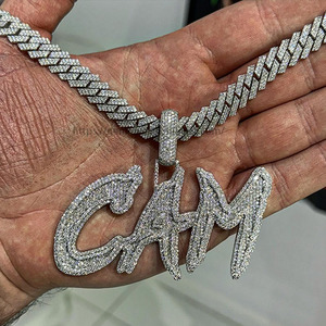 Pendentif Hip Hop personnalisé en or massif 18 carats avec lettre et diamant de laboratoire CAM, ajouré, pour ensemble de bijoux chaîne tennis - Product Image 4